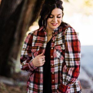 Cotton Plaid Puffed Sleeve Top
